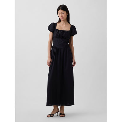 Women's Linen-Blend Drop-Waist Maxi Dress