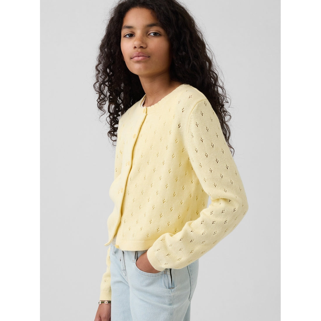 Girls' Pointelle Cardigan Sweater