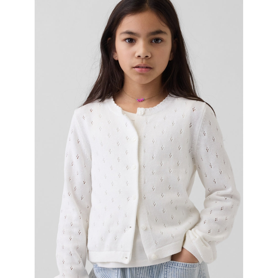 Girls' Pointelle Cardigan Sweater