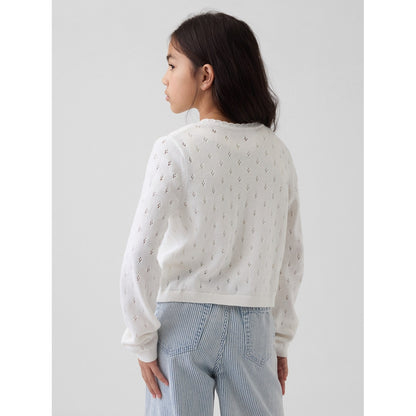 Girls' Pointelle Cardigan Sweater