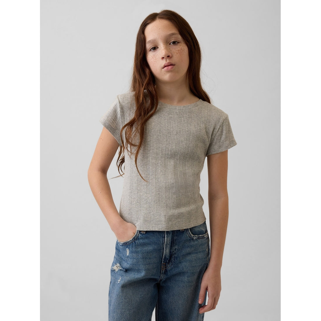 Girls' Variegated Rib Fitted T-Shirt