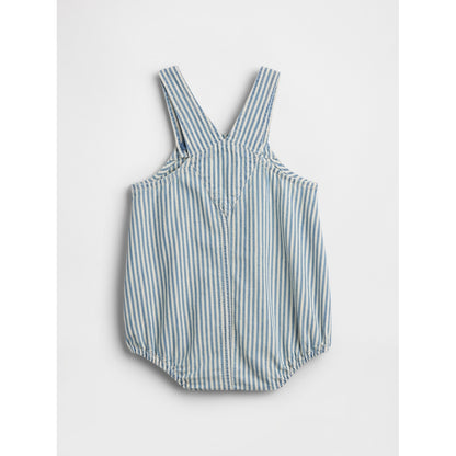 Toddler Denim Stripe Bear Pocket Bubble Overalls