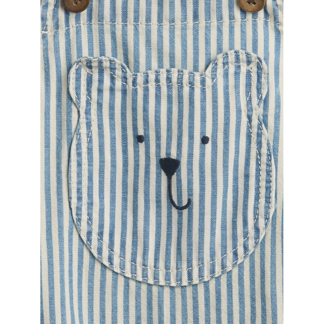 Toddler Denim Stripe Bear Pocket Bubble Overalls