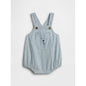 Toddler Denim Stripe Bear Pocket Bubble Overalls