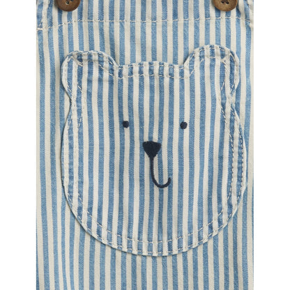 Toddler Denim Stripe Bear Pocket Bubble Overalls