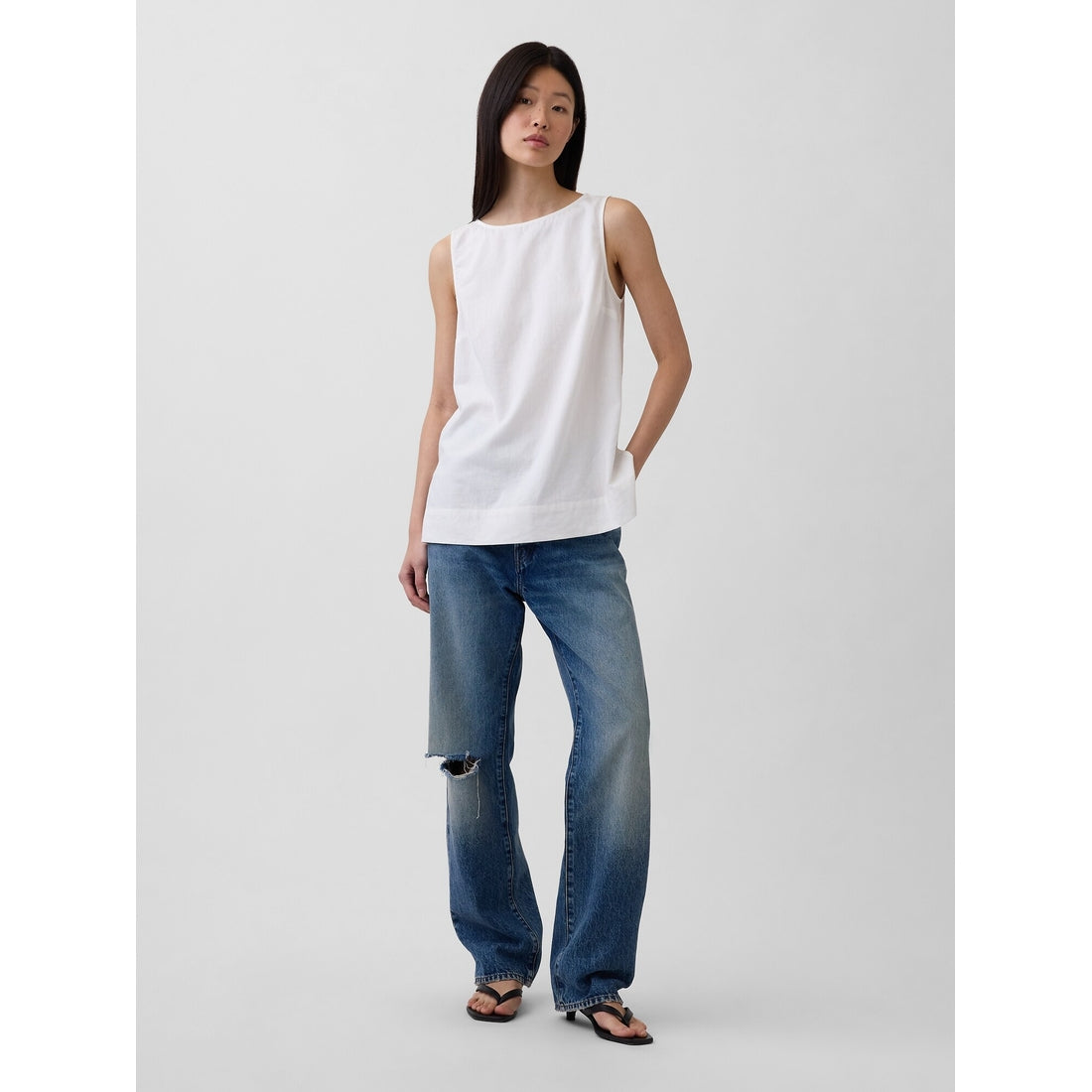 Women's Linen-Blend Shell Tank Top
