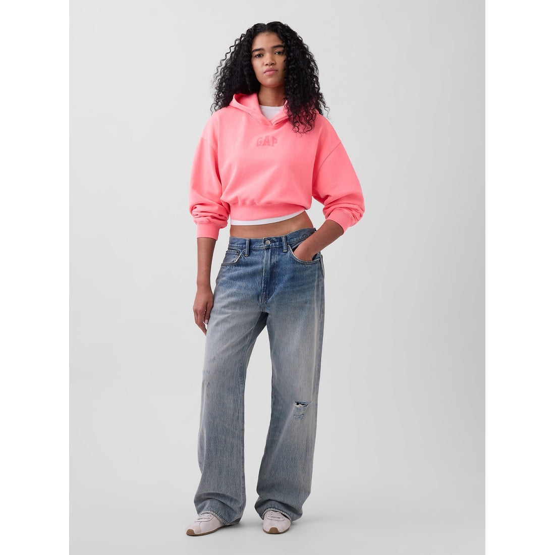 Women's Vintagesoft Oversized Crop Logo Hoodie