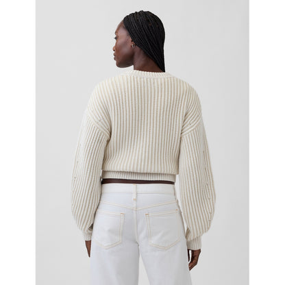 Women's 100% Cotton Barrel-Sleeve Crop Sweater