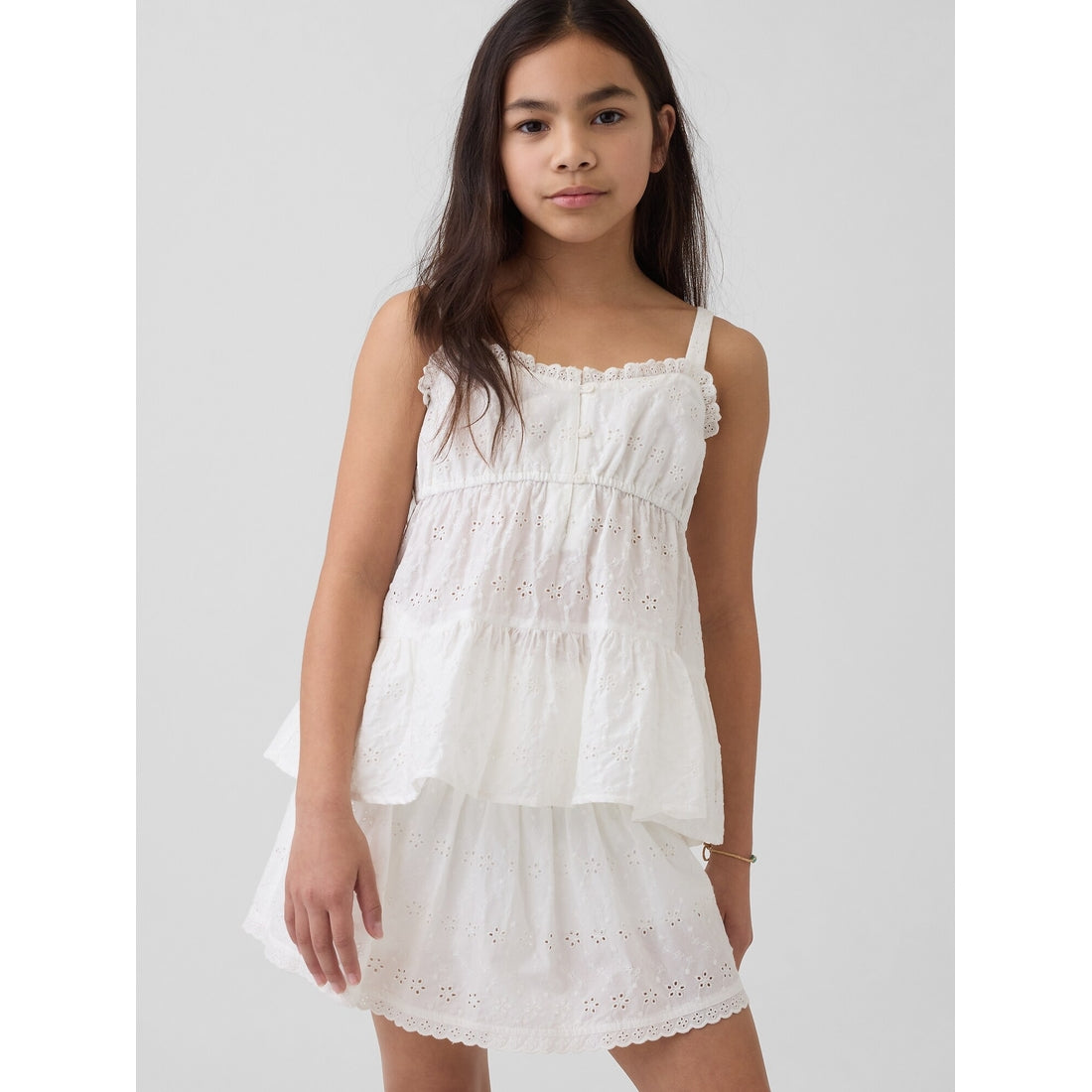 Girls' Tiered Eyelet Tank Top