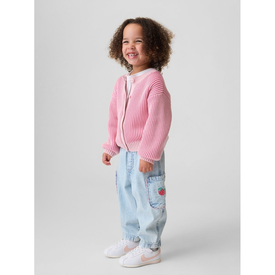 Toddler & Stripe Pull-On Barrel Jeans