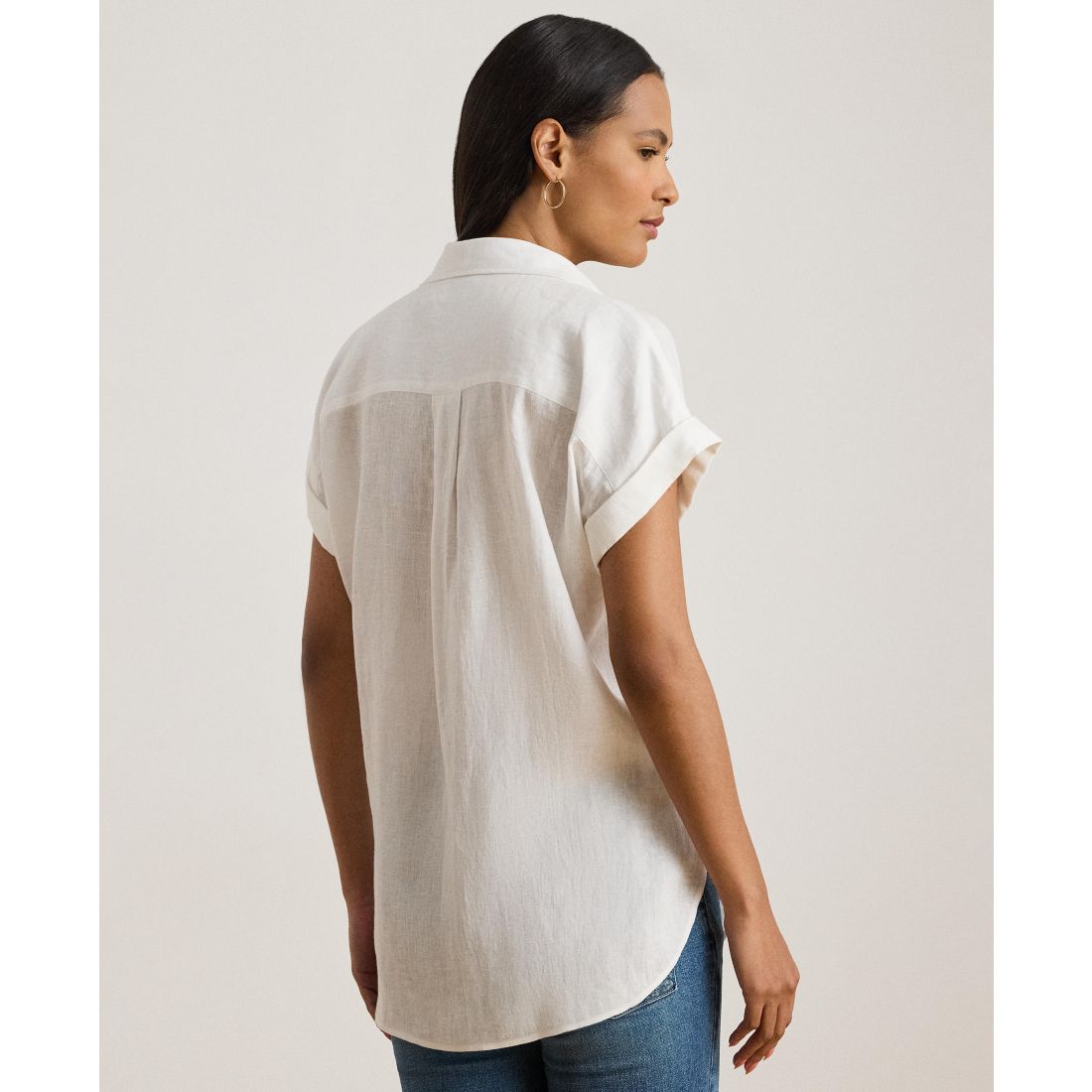 Lauren Ralph Lauren Dolman-Sleeve 100% Linen Shirt