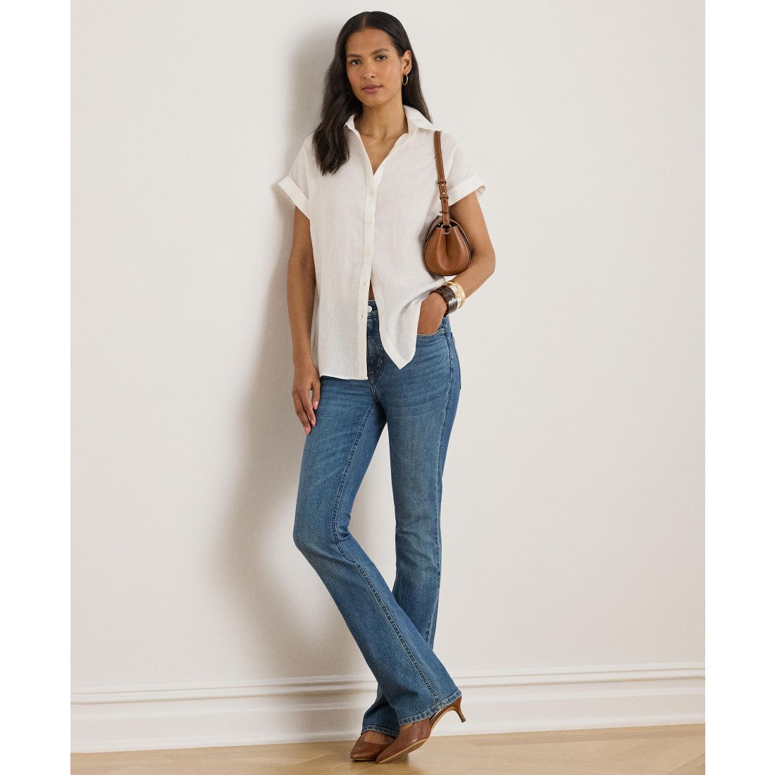 Lauren Ralph Lauren Dolman-Sleeve 100% Linen Shirt