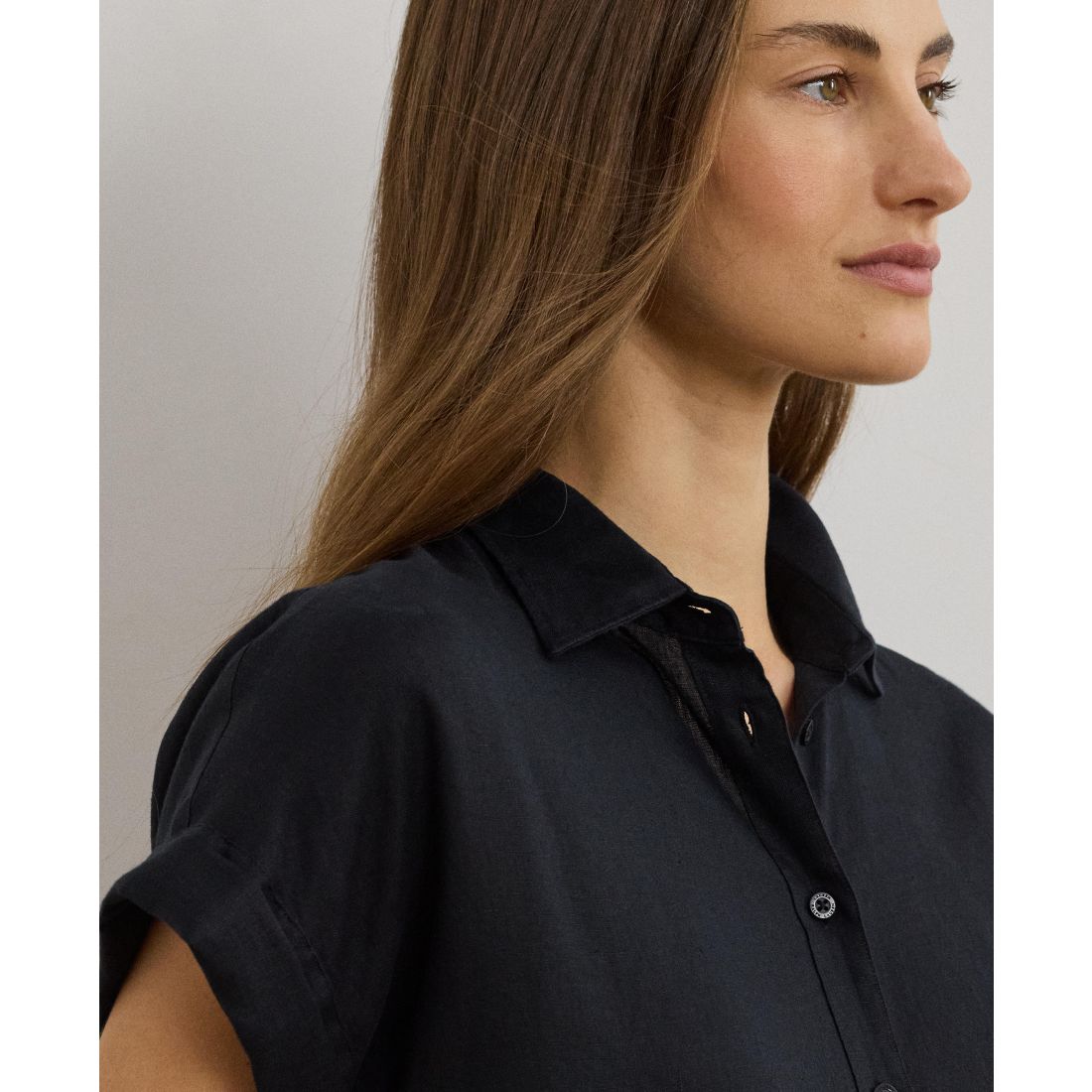 Lauren Ralph Lauren Dolman-Sleeve 100% Linen Shirt