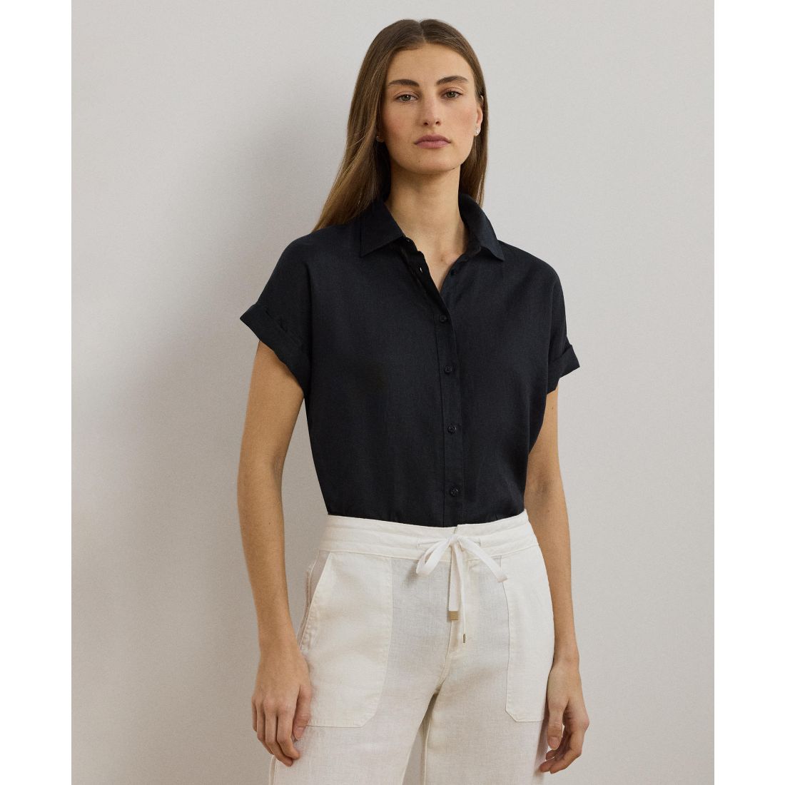 Lauren Ralph Lauren Dolman-Sleeve 100% Linen Shirt