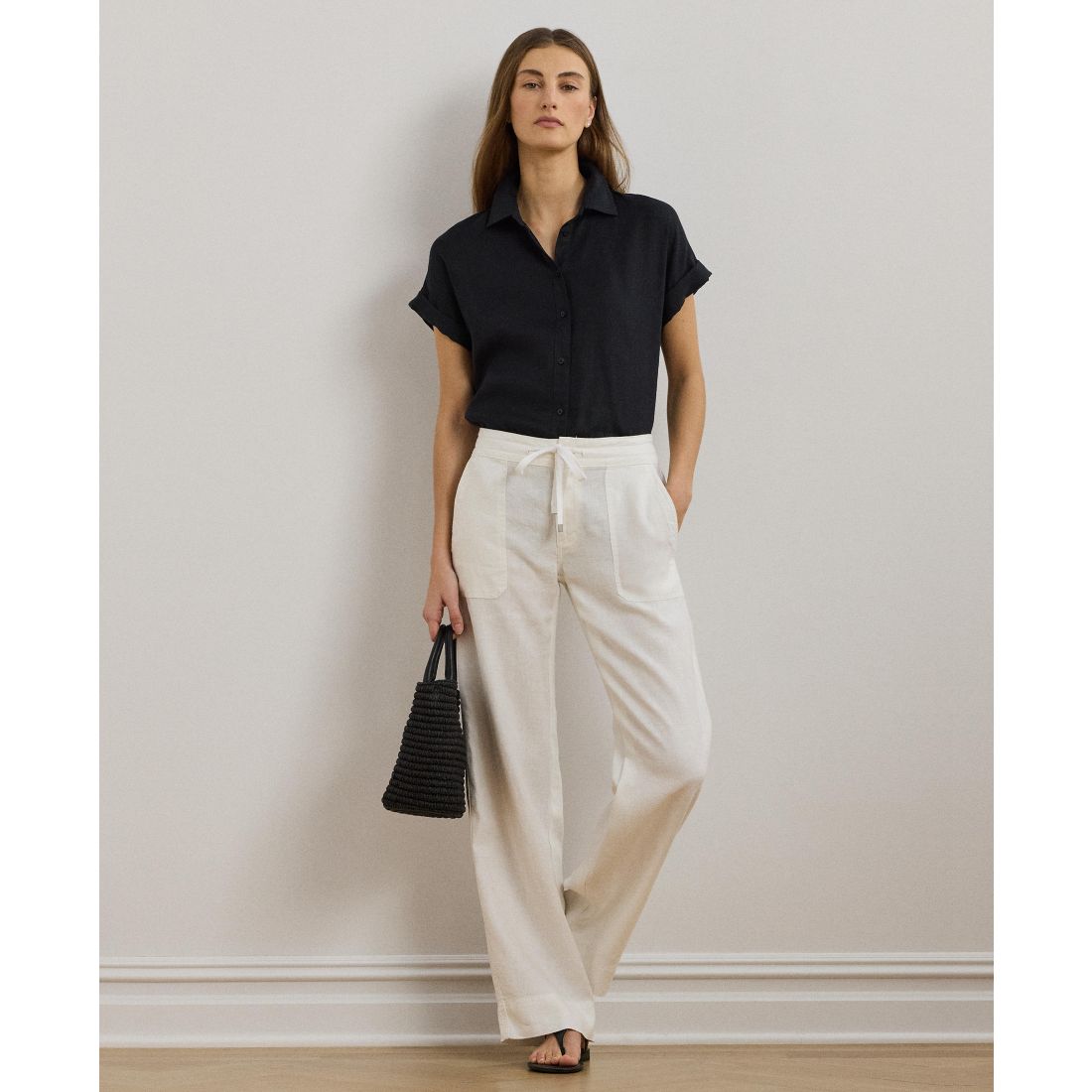 Lauren Ralph Lauren Dolman-Sleeve 100% Linen Shirt