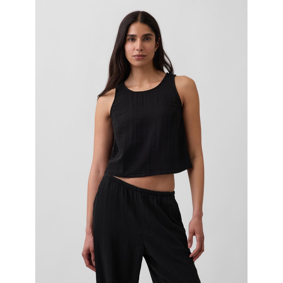 Women's Cotton Gauze Racer Shell Tank Top