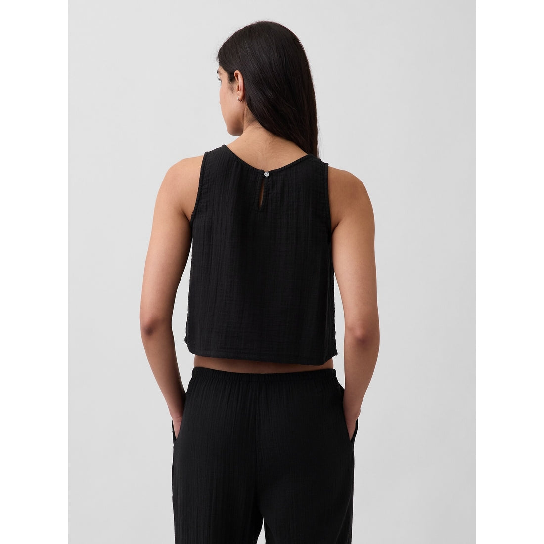 Women's Cotton Gauze Racer Shell Tank Top