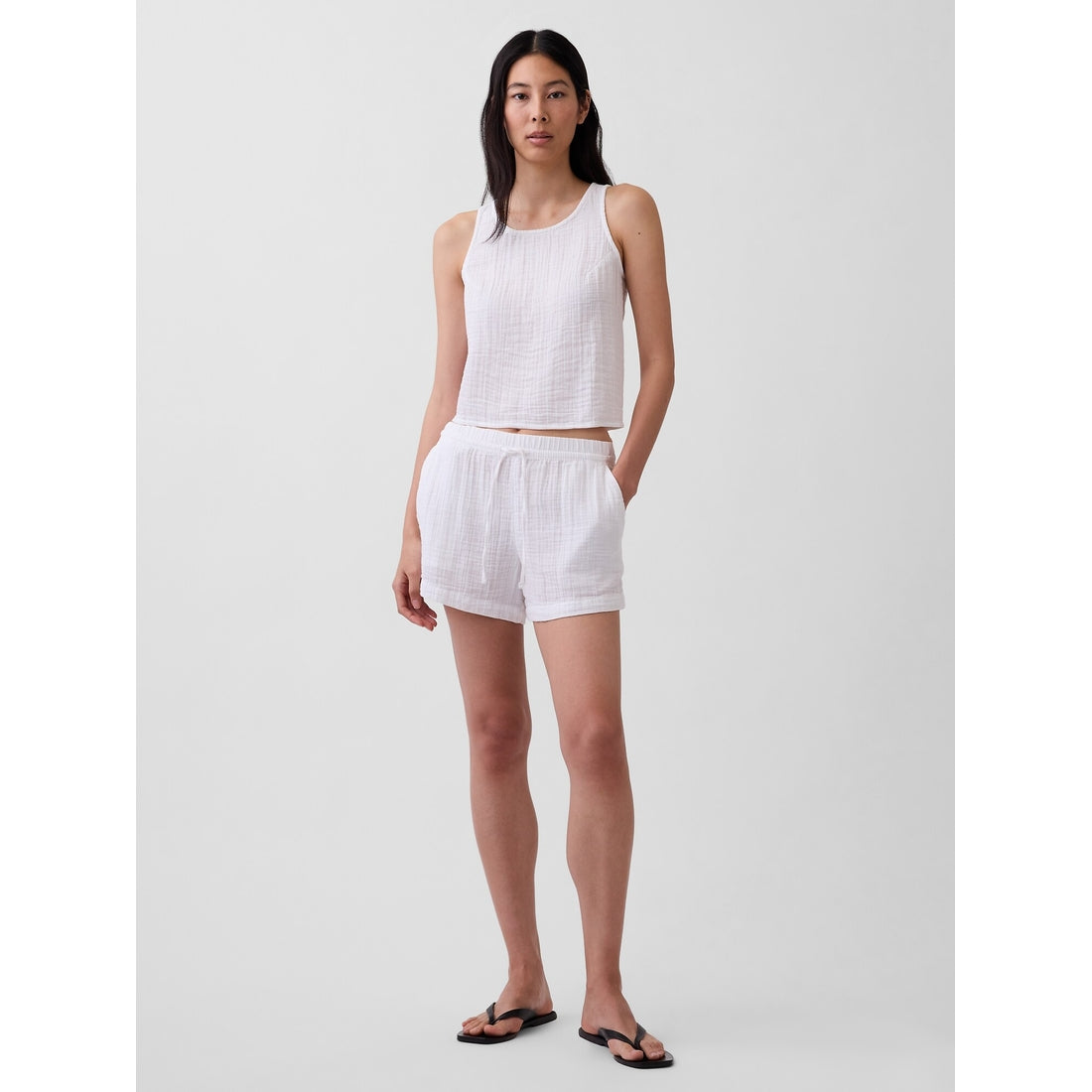 Women's Cotton Gauze Racer Shell Tank Top