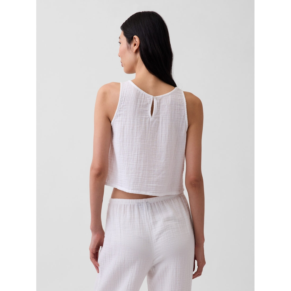 Women's Cotton Gauze Racer Shell Tank Top