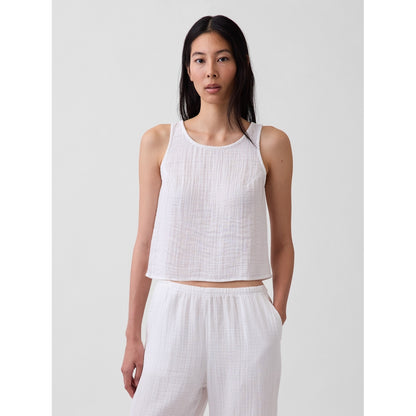 Women's Cotton Gauze Racer Shell Tank Top