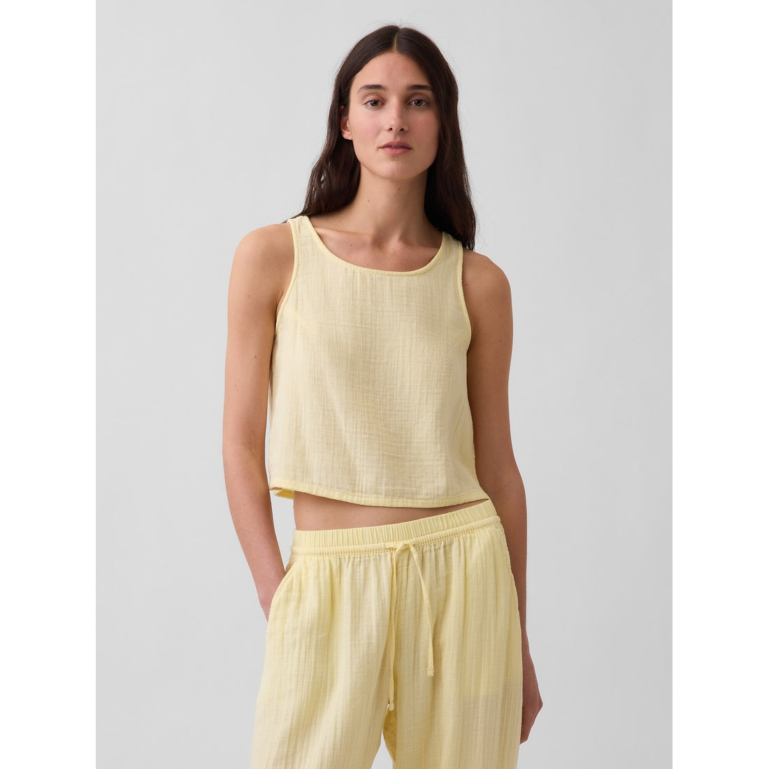Women's Cotton Gauze Racer Shell Tank Top