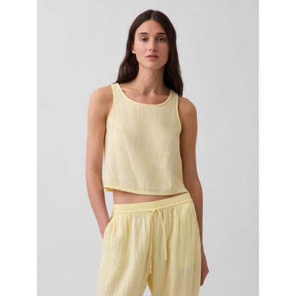 Women's Cotton Gauze Racer Shell Tank Top