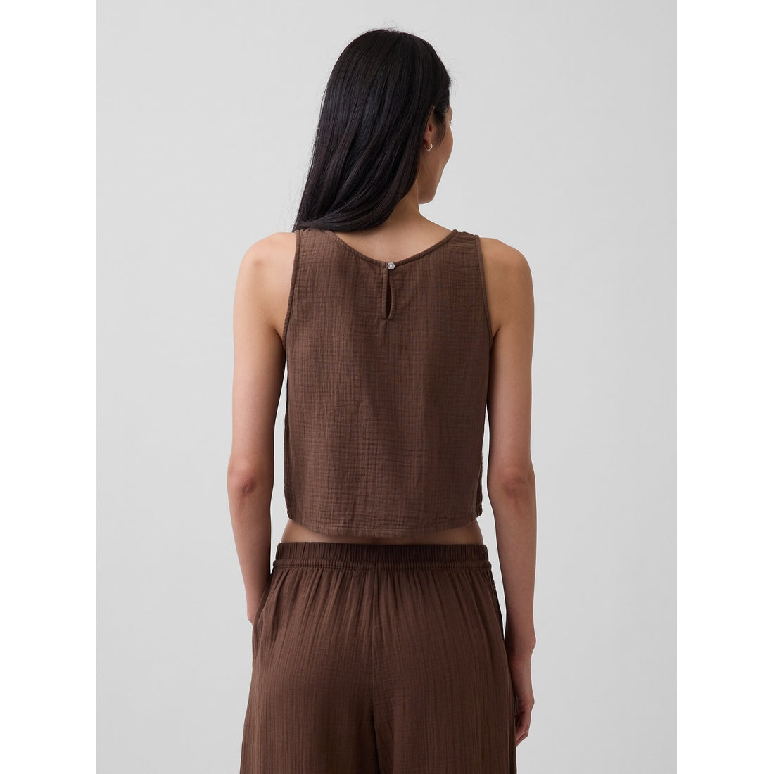 Women's Cotton Gauze Racer Shell Tank Top
