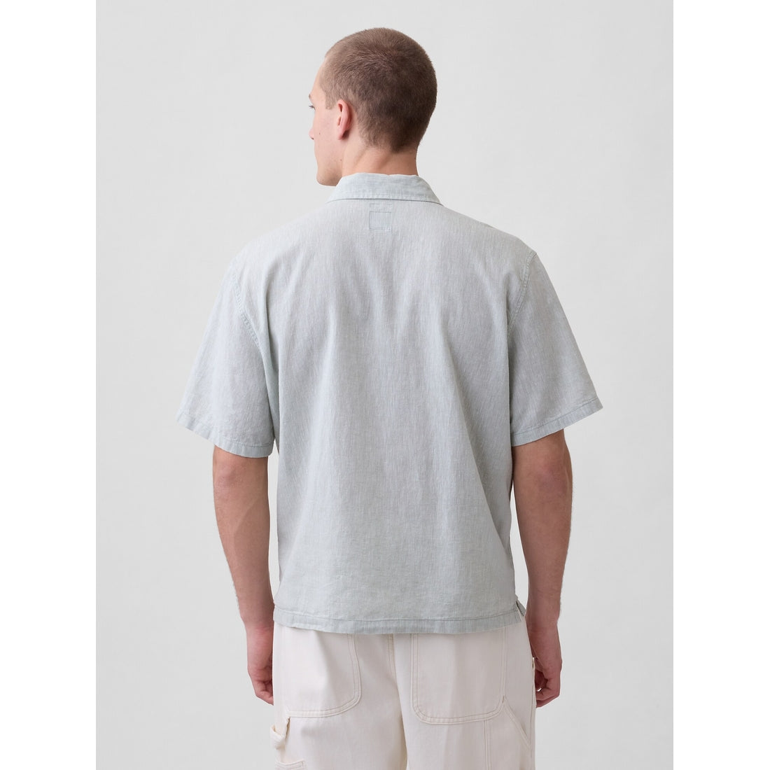 Men's Linen-Cotton Relaxed Straight-Hem Shirt