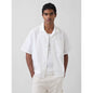 Men's Linen-Cotton Relaxed Straight-Hem Shirt
