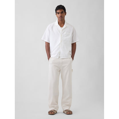 Men's Linen-Cotton Relaxed Straight-Hem Shirt