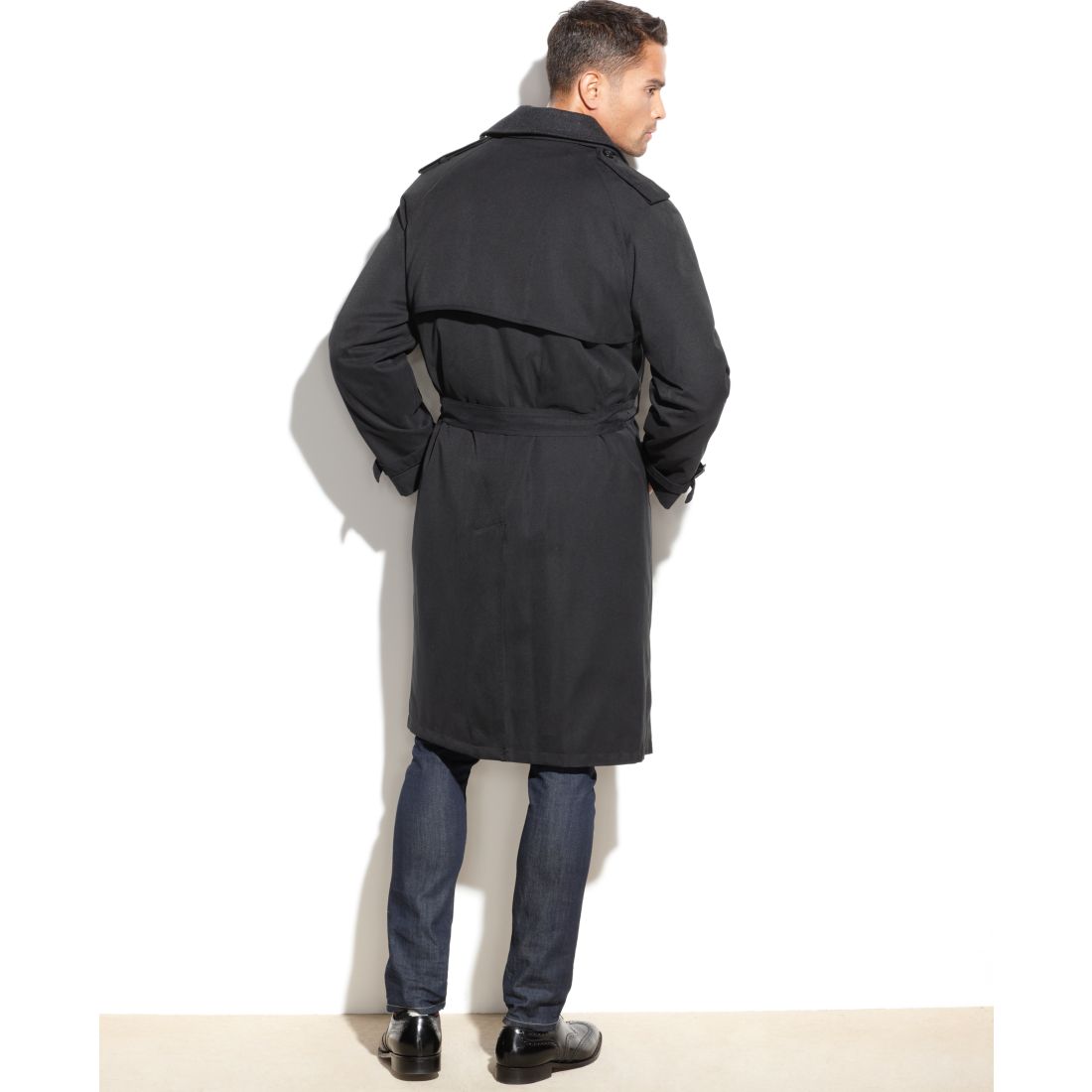 Men Classic Fit Iconic Belted Trench Raincoat