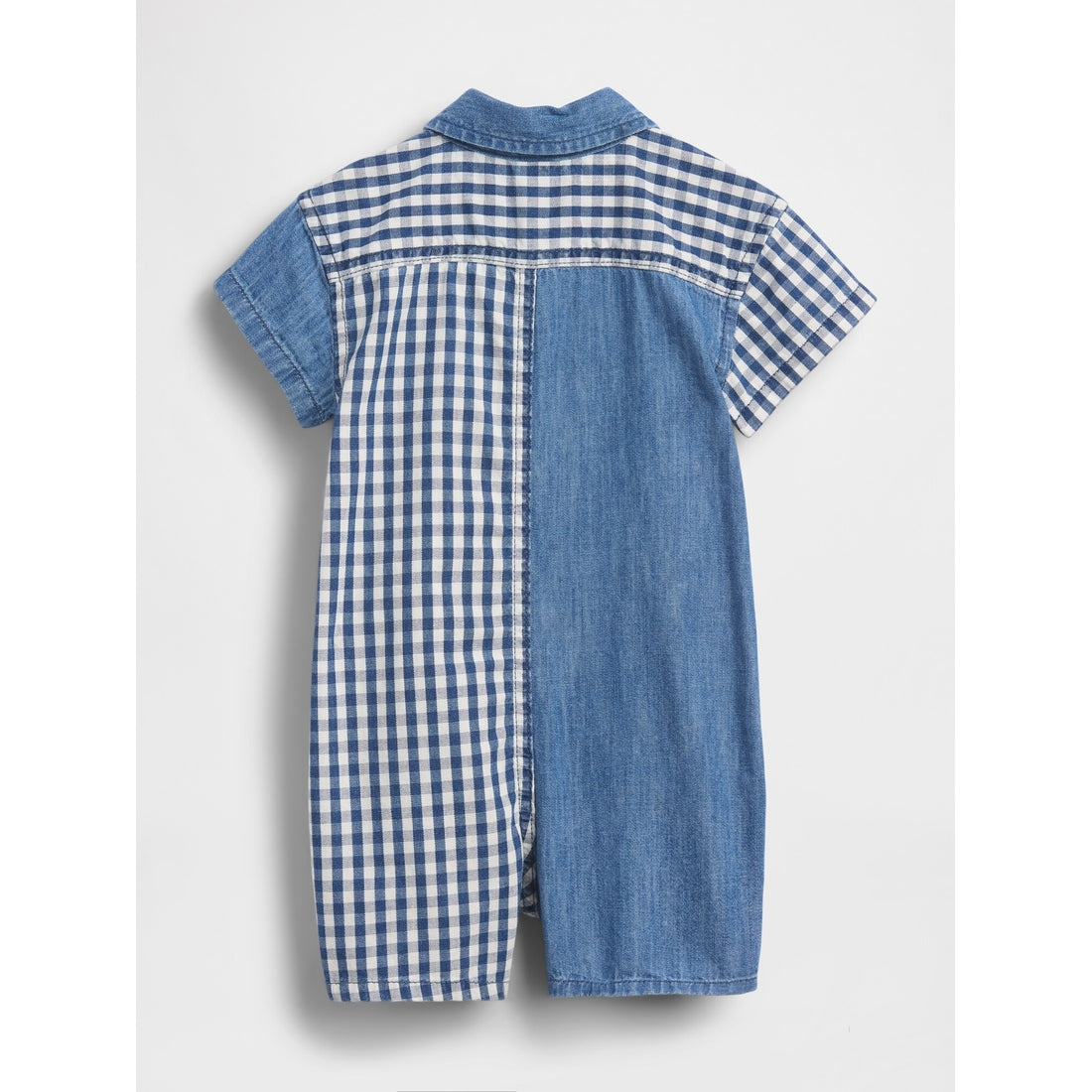 Baby Gingham Denim Colorblock Shorty One-Piece