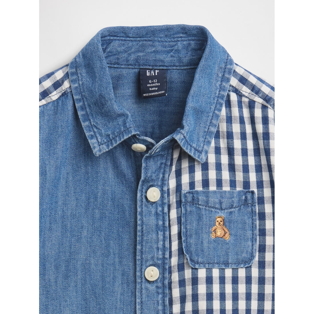 Baby Gingham Denim Colorblock Shorty One-Piece