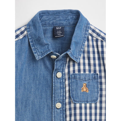 Baby Gingham Denim Colorblock Shorty One-Piece