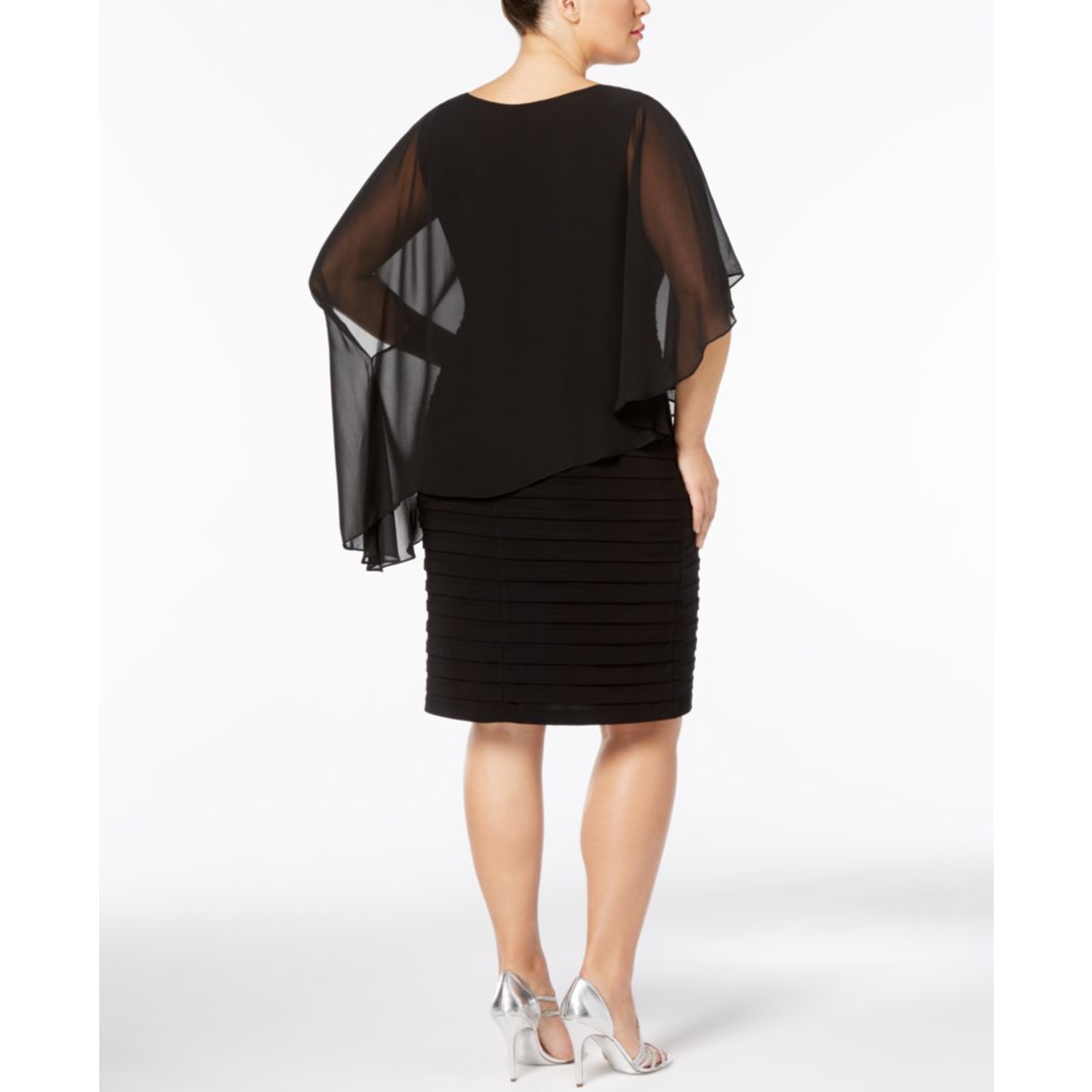 Betsy & Adam Plus Size Chiffon Capelet Sheath Dress