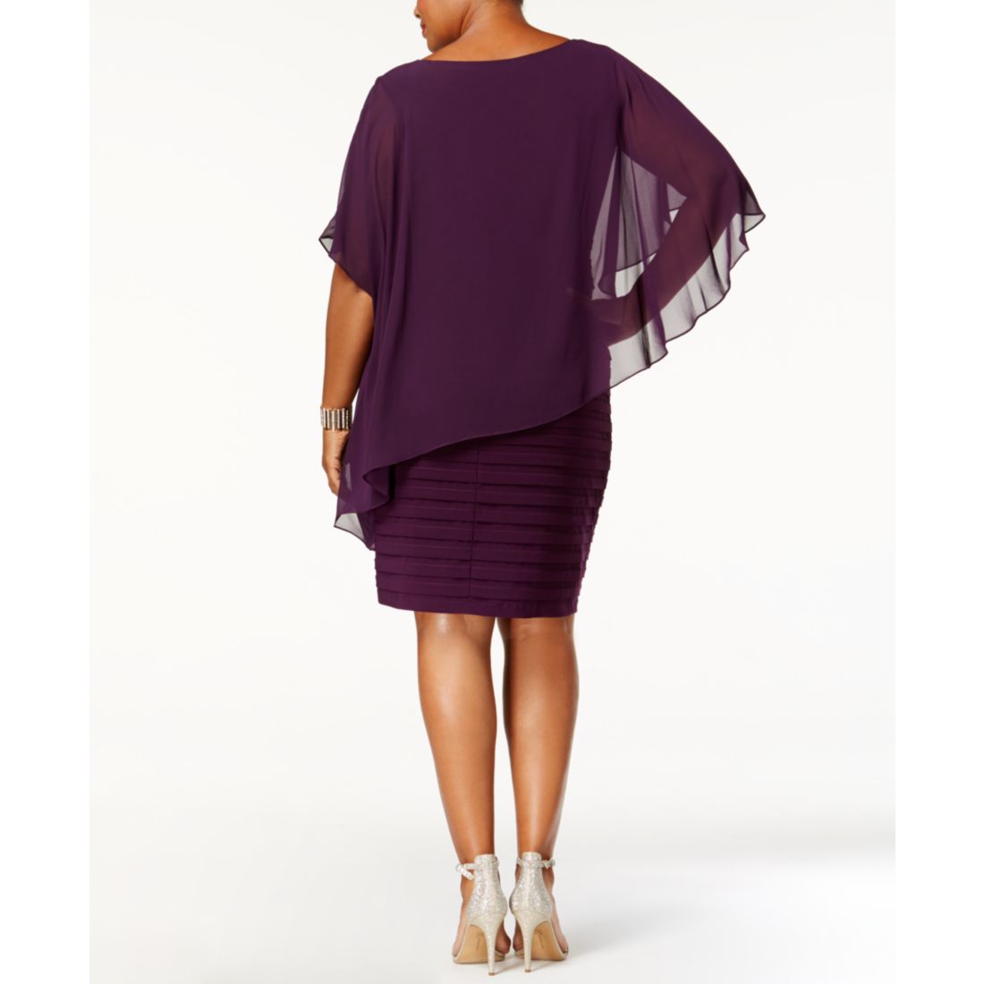 Betsy & Adam Plus Size Chiffon Capelet Sheath Dress