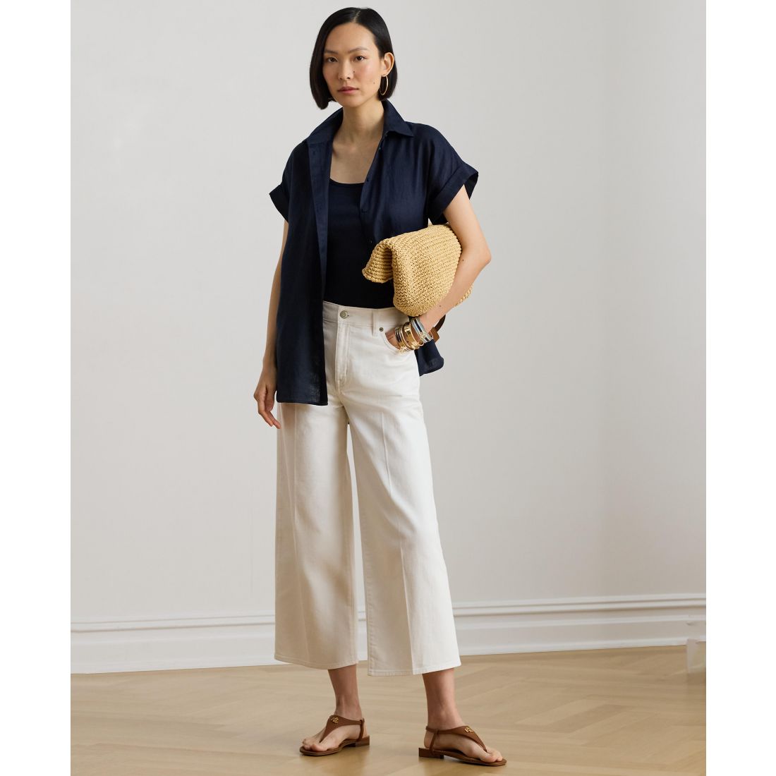 Lauren Ralph Lauren Dolman-Sleeve 100% Linen Shirt