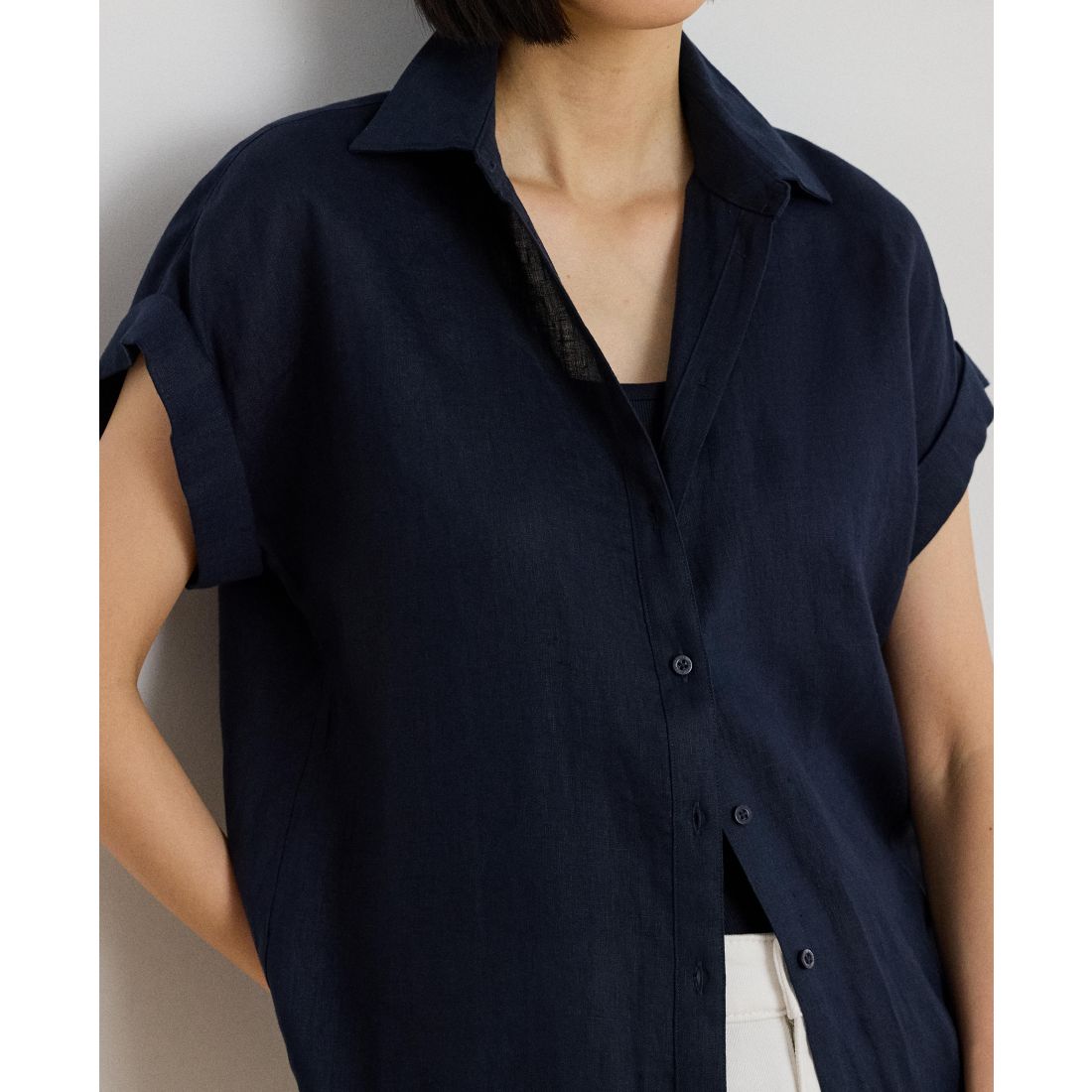 Lauren Ralph Lauren Dolman-Sleeve 100% Linen Shirt