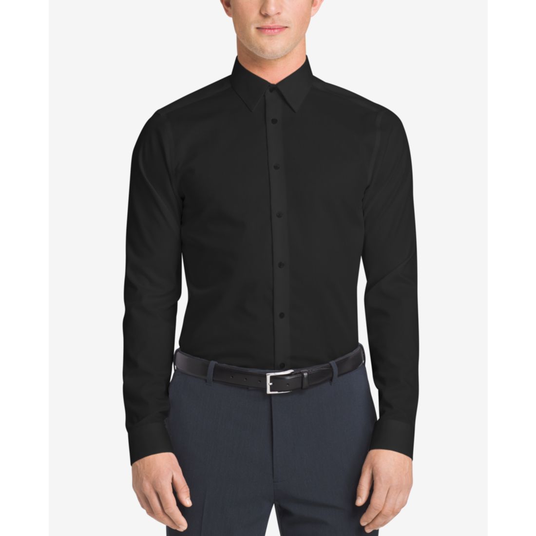Calvin Klein Steel Men's Slim-Fit Non-Iron Herringbone Dress Shirt