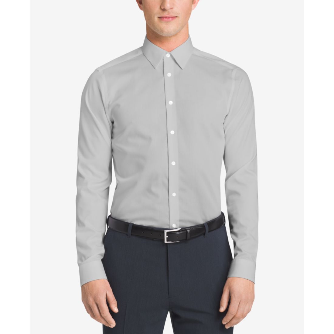 Calvin Klein Steel Men's Slim-Fit Non-Iron Herringbone Dress Shirt