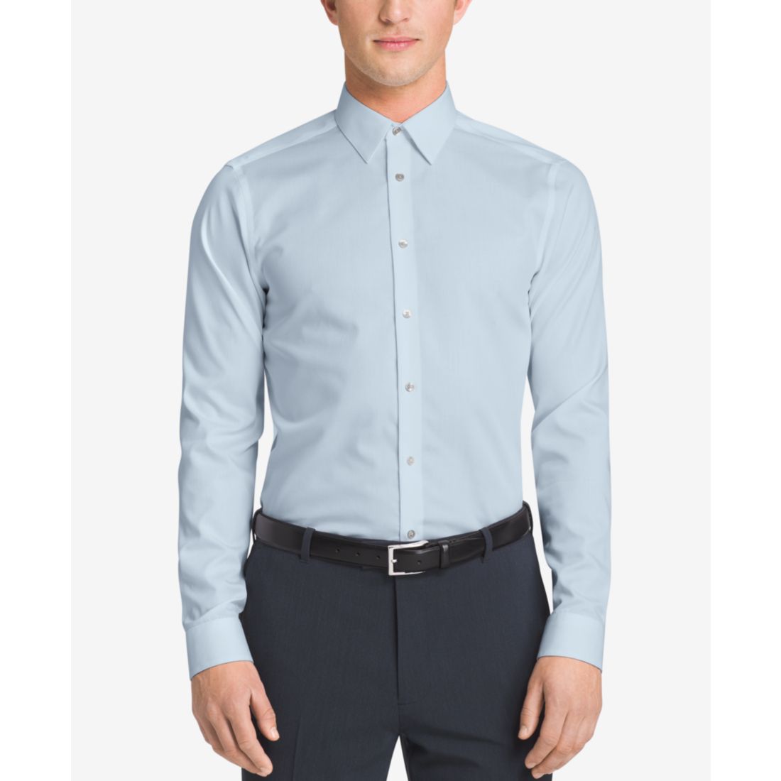 Calvin Klein Steel Men's Slim-Fit Non-Iron Herringbone Dress Shirt
