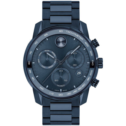 Movado Men's Bold Verso Dark Blue Ionic Plated Steel Bracelet Watch 44mm