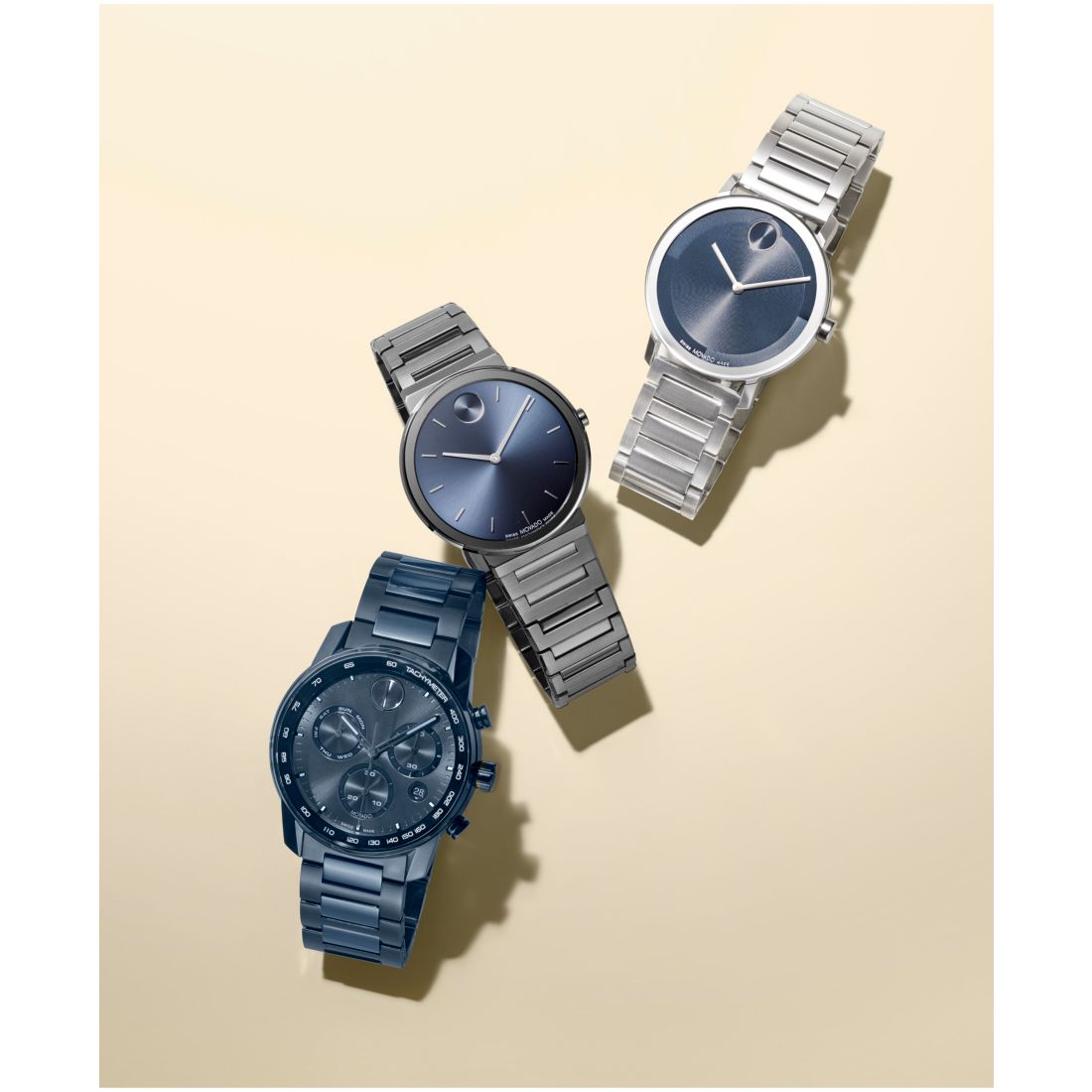 Movado Men's Bold Verso Dark Blue Ionic Plated Steel Bracelet Watch 44mm