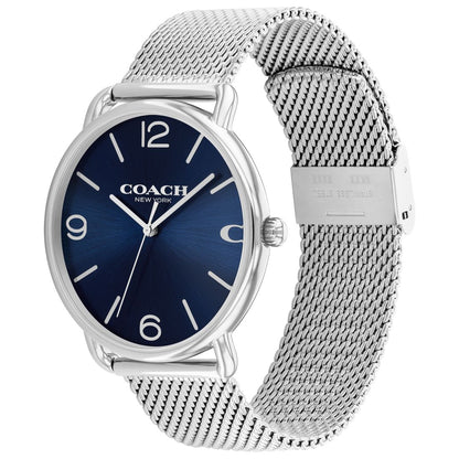 Coach Unisex Elliot Silver-Tone Stainless Steel Mesh Bracelet Watch 41mm