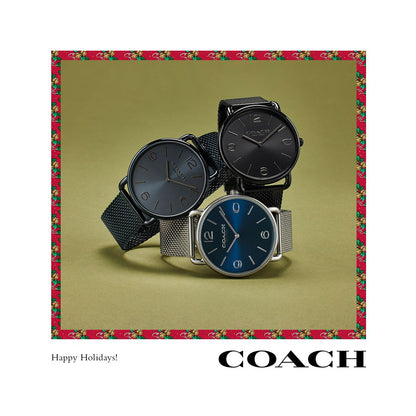Coach Unisex Elliot Silver-Tone Stainless Steel Mesh Bracelet Watch 41mm
