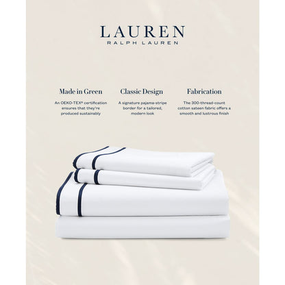 Lauren Ralph Lauren Spencer 300 Thread Count Sateen Border Pillowcase Pair, Standard