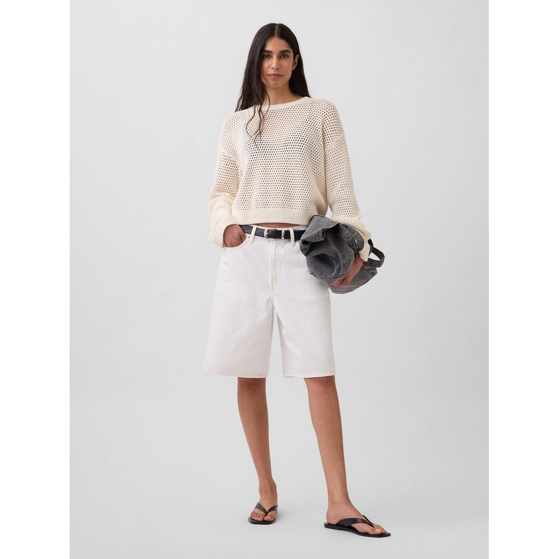 Women's 100% Cotton Crochet Relaxed Sweater