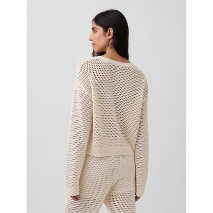 Women's 100% Cotton Crochet Relaxed Sweater