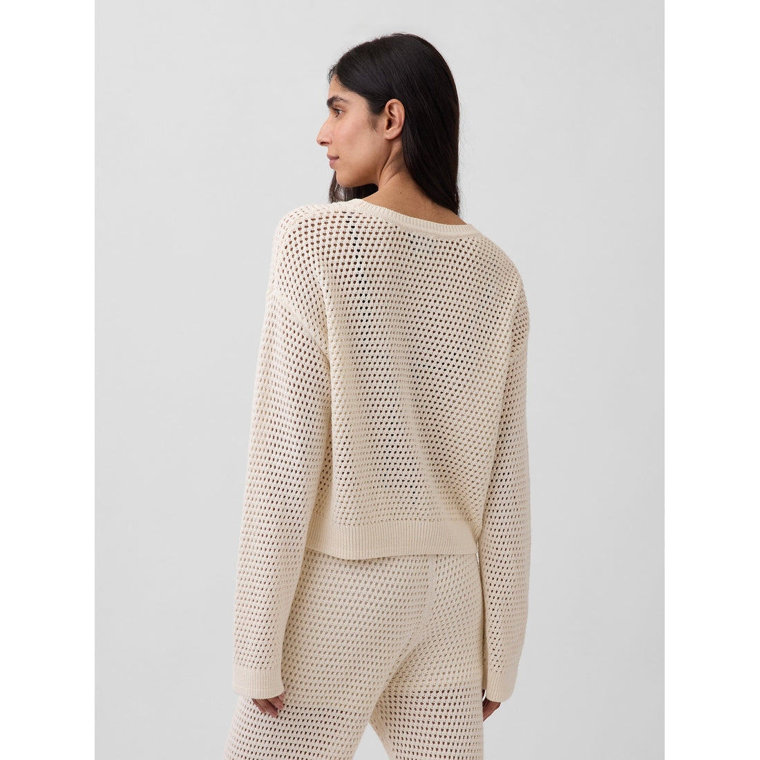 Women's 100% Cotton Crochet Relaxed Sweater