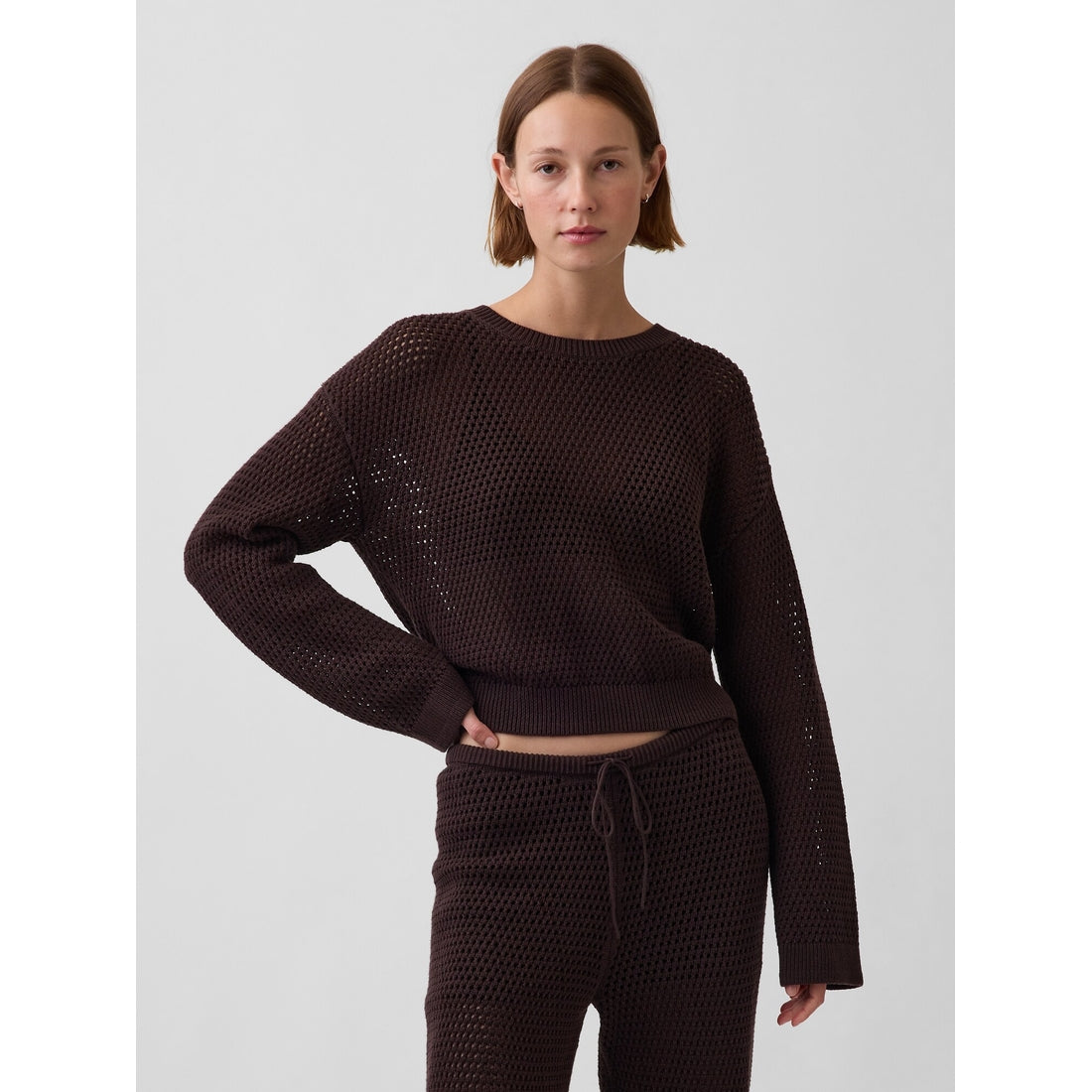 Women's 100% Cotton Crochet Relaxed Sweater